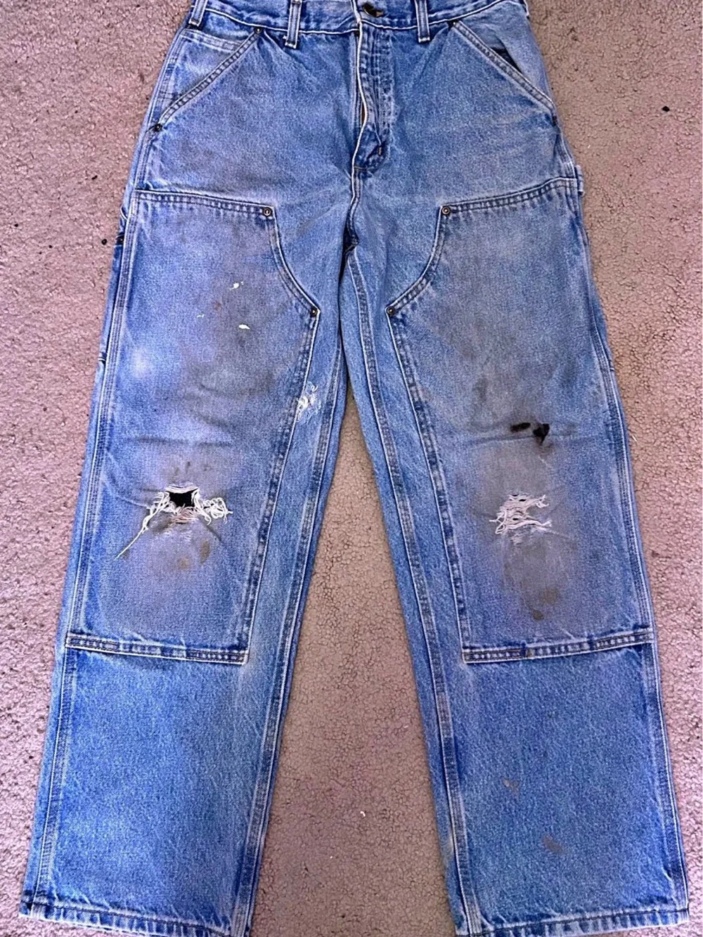 Carhartt Light Blue Relaxed Fit Carpenter Jeans